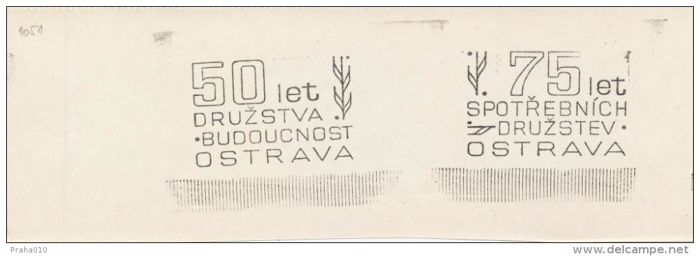 J0708 - Czechoslovakia (1948-75) Control Imprint Stamp Machine (RR!): 75 Years Of Consumer Cooperatives Ostrava - Proofs & Reprints