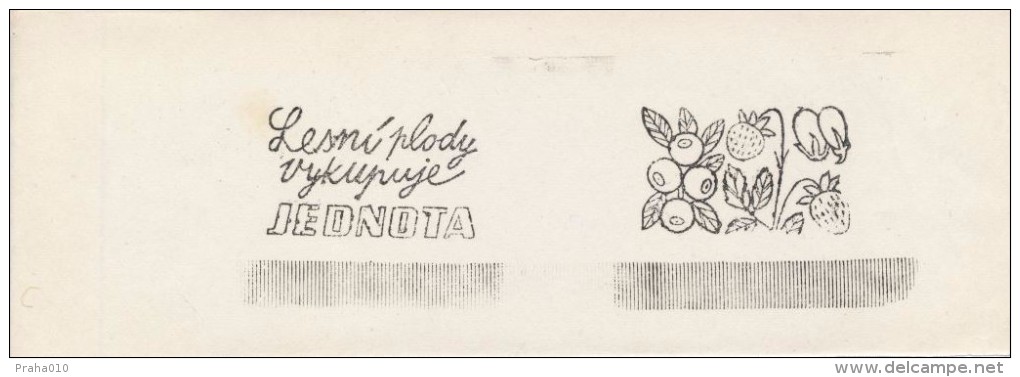 J0718 - Czechoslovakia (1948-75) Control Imprint Stamp Machine (RR!): Forest Fruits Buys JEDNOTA (= UNITY) (Czech) - Probe- Und Nachdrucke