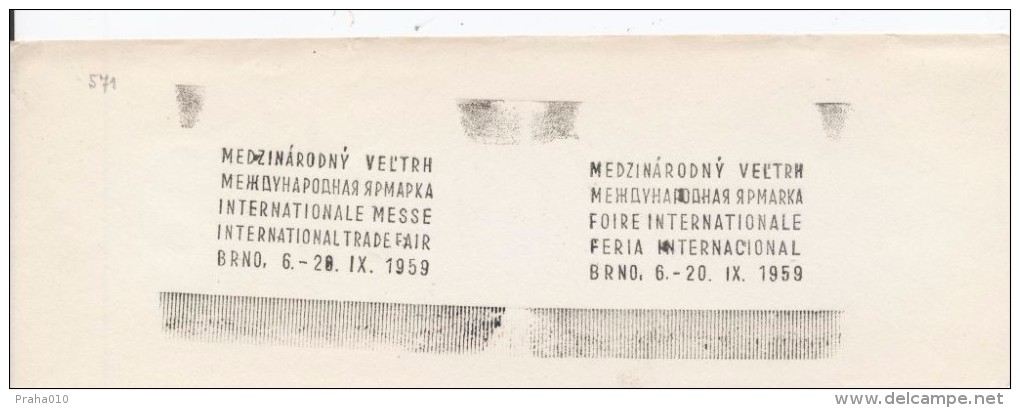 J0734 - Czechoslovakia (1948-75) Control Imprint Stamp Machine (RR!): International Trade Fair Brno 1959 (Slovak) - Proofs & Reprints