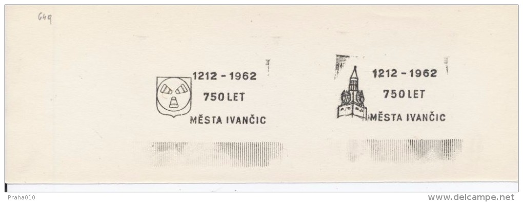 J0745 - Czechoslovakia (1948-75) Control Imprint Stamp Machine (RR!): 750 Years Of The City Ivancice (1212-1962) - Proofs & Reprints