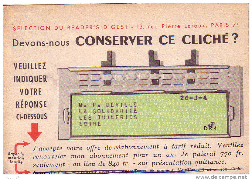 LOIRE - LES TUILLERIES - LE 3-4-1957 SUR TIMBRE LE PONT VALENTRE - CARTE POSTALE PUB.. - Cachets Manuels