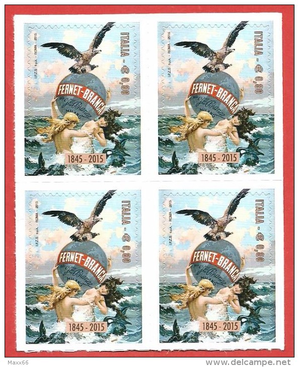 ITALIA REPUBBLICA MNH QUARTINA - 2015 - Eccellenze Del Sistema Produttivo Economico Fernet Branca - € 0,80 X 4 - S. ---- - 2011-20:  Nuovi