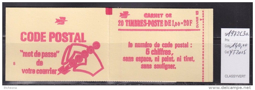 = Sabine De Gandon Carnet 1972-C3a Neuf Ouvert 1f00 Rouge  Code Postal - Autres & Non Classés