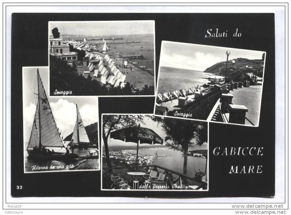 GABICCE MARE - PESARO - 1956 - SALUTI CON 4 VEDUTINE - Pesaro