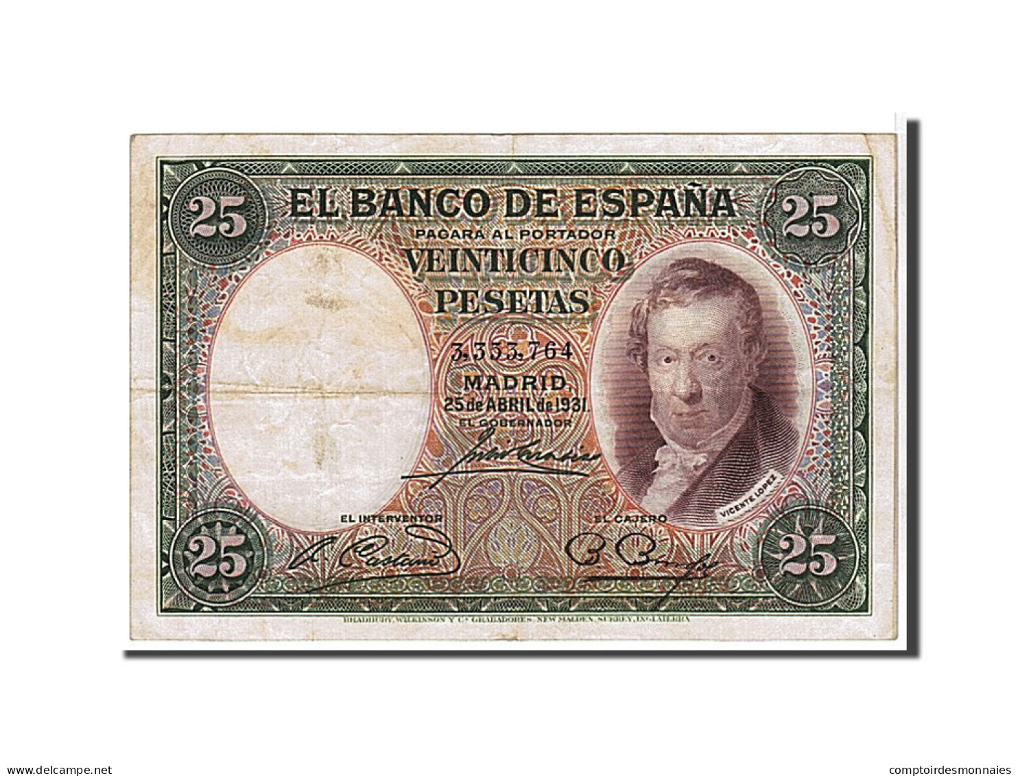 Billet, Espagne, 25 Pesetas, 1931, KM:81, TTB+ - 1-2-5-25 Pesetas