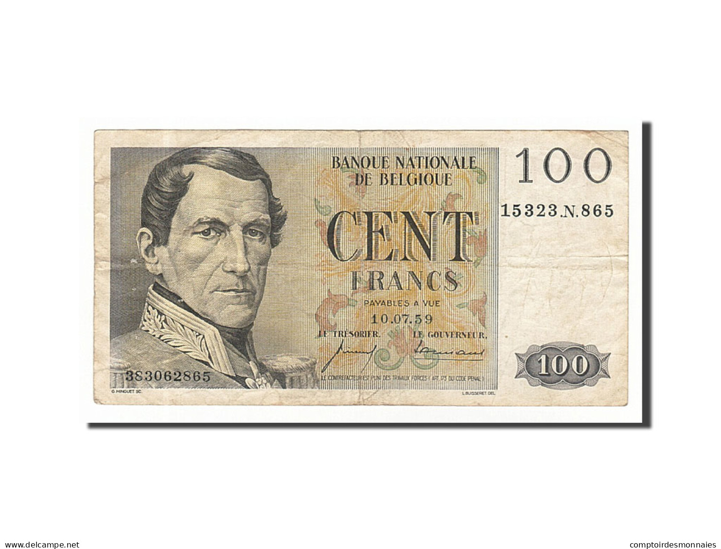 Billet, Belgique, 100 Francs, 1959, 1959-07-10, TB - 100 Francs