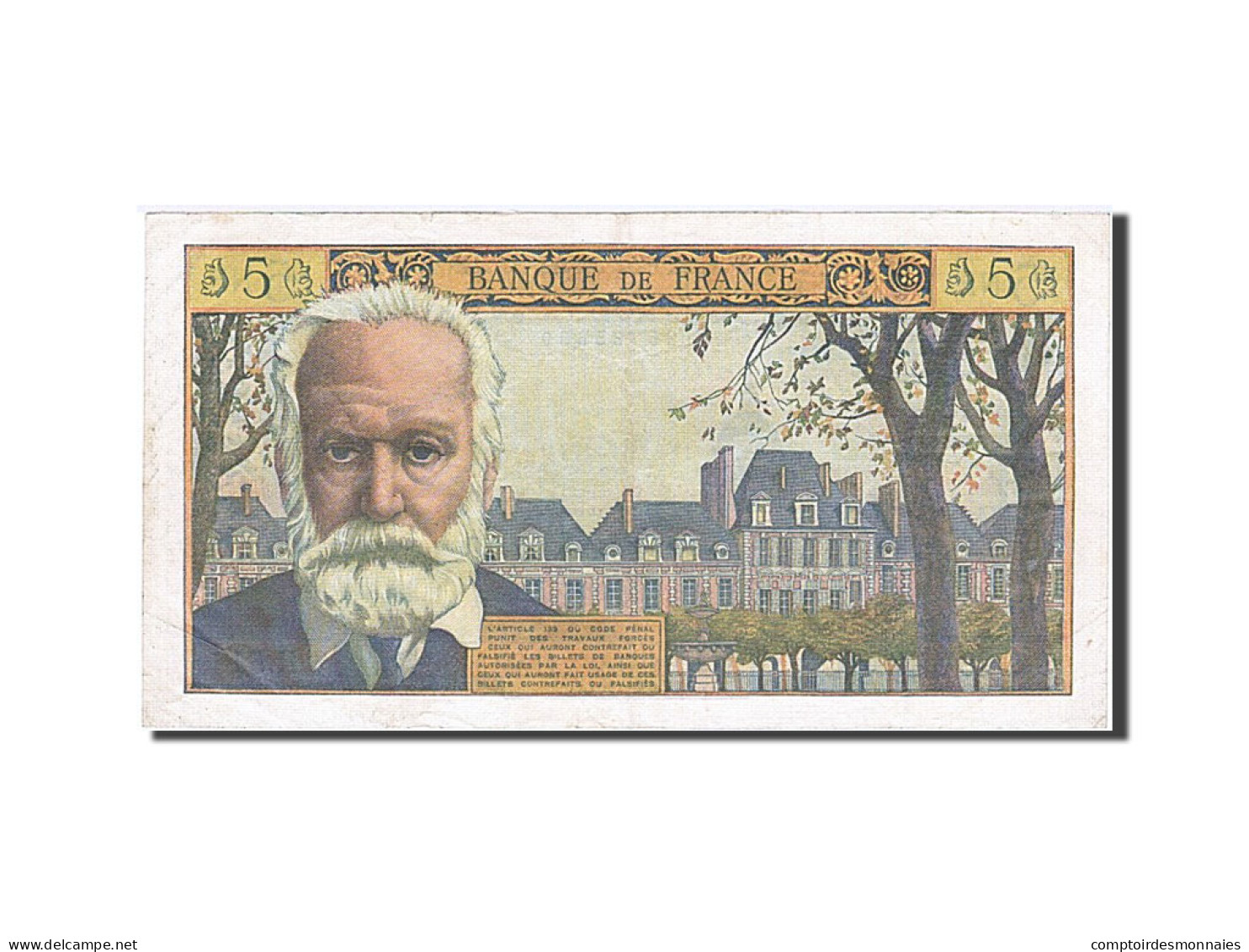 Billet, France, 5 Nouveaux Francs, 5 NF 1959-1965 ''Victor Hugo'', 1961 - 5 NF 1959-1965 ''Victor Hugo''