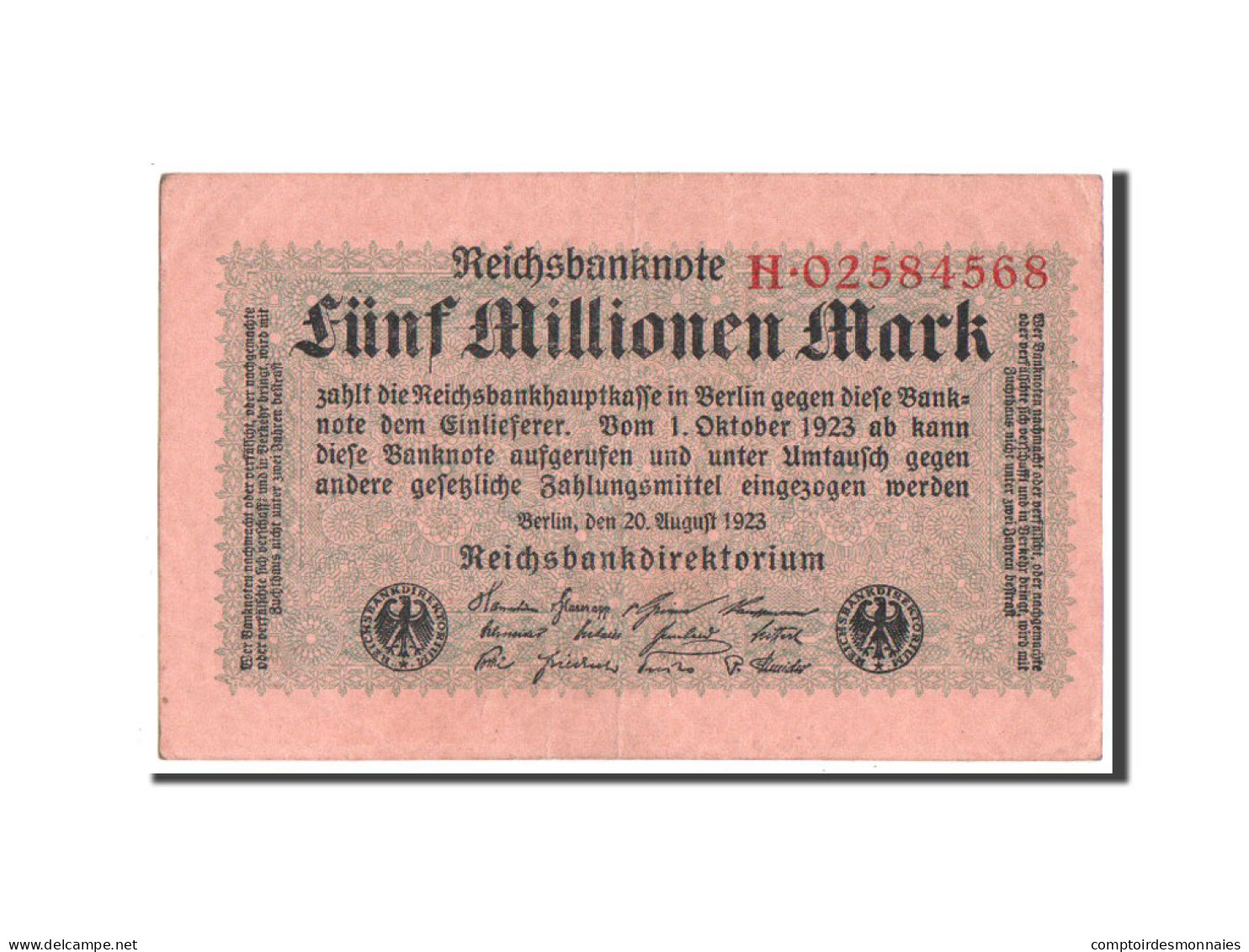 Billet, Allemagne, 5 Millionen Mark, 1923, SUP - 5 Mio. Mark