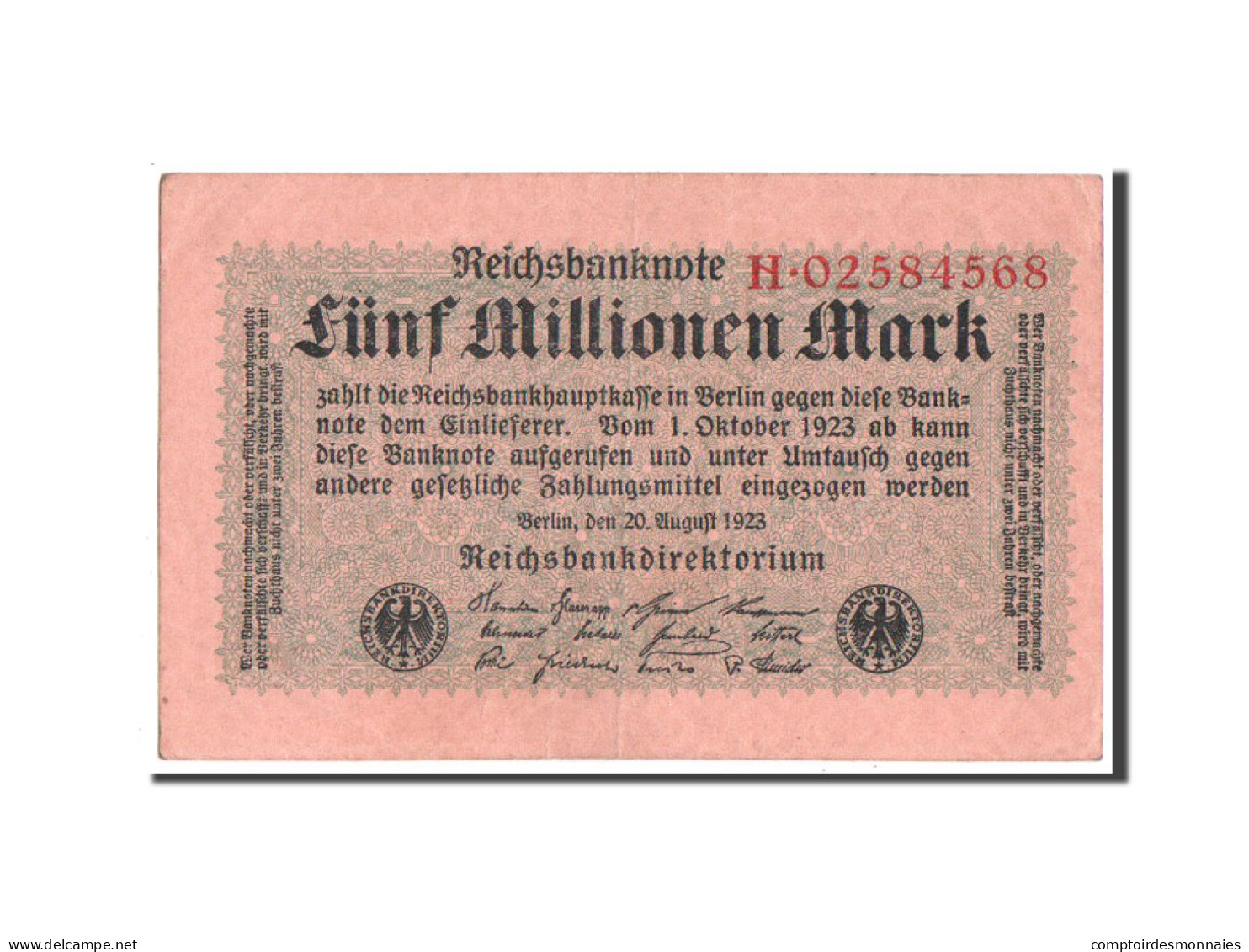 Billet, Allemagne, 5 Millionen Mark, 1923, SUP - 5 Millionen Mark