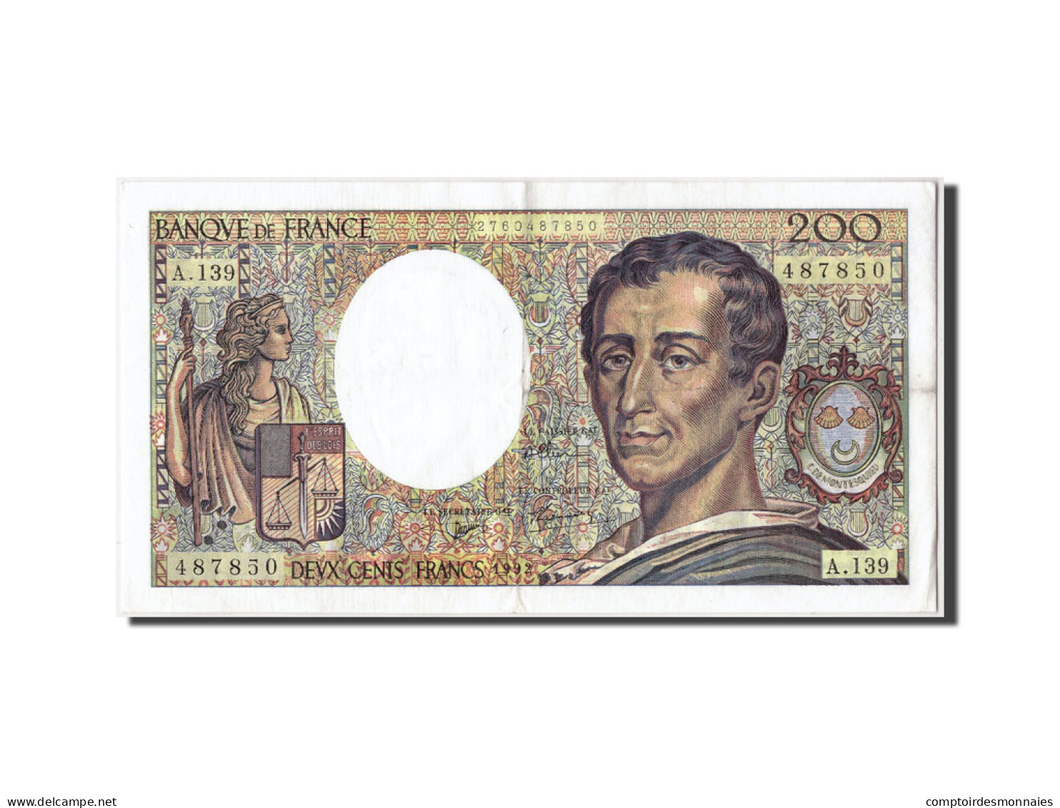 Billet, France, 200 Francs, 200 F 1981-1994 ''Montesquieu'', 1992, TTB - 200 F 1981-1994 ''Montesquieu''