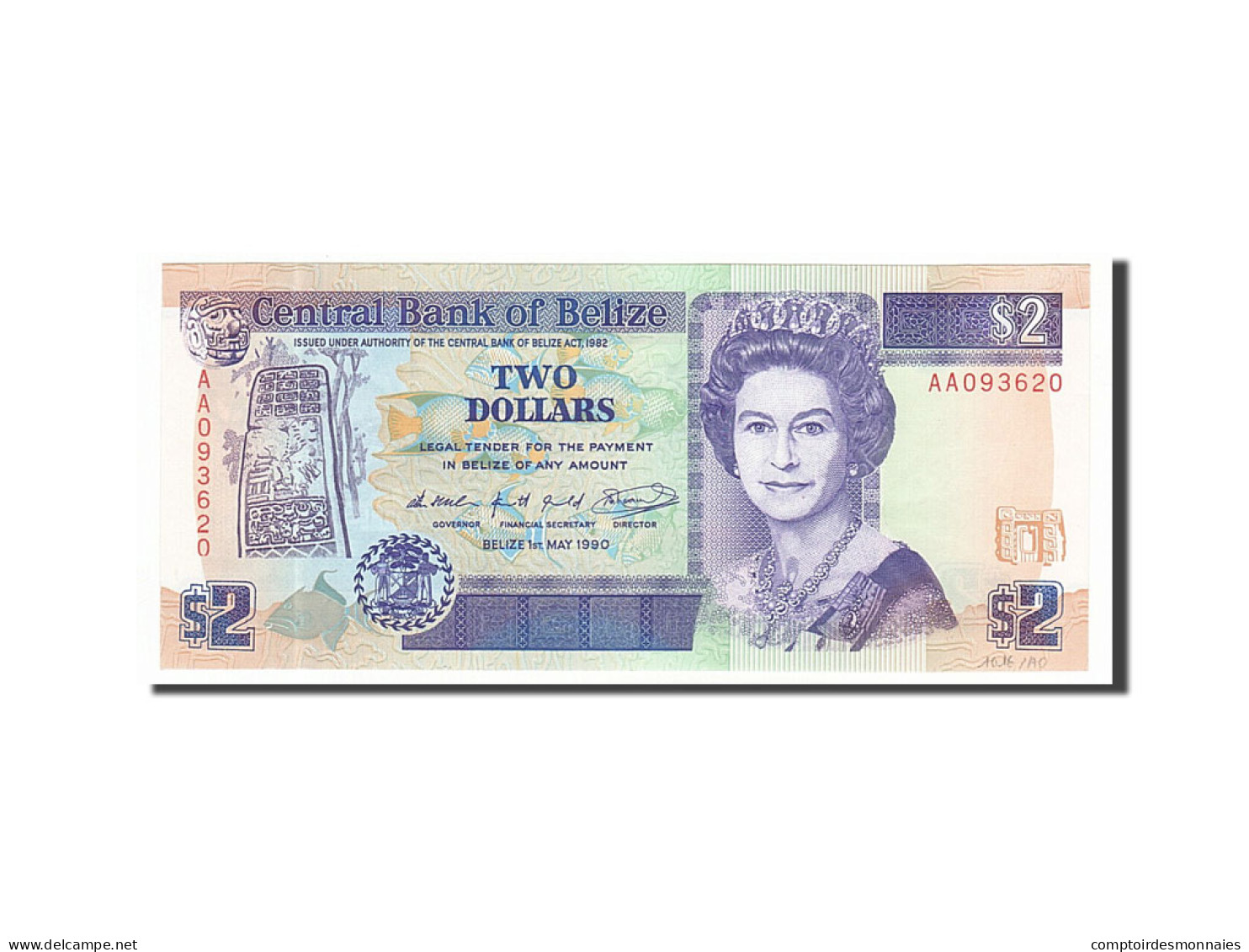 Billet, Belize, 2 Dollars, 1990, 1990-05-01, NEUF - Belize