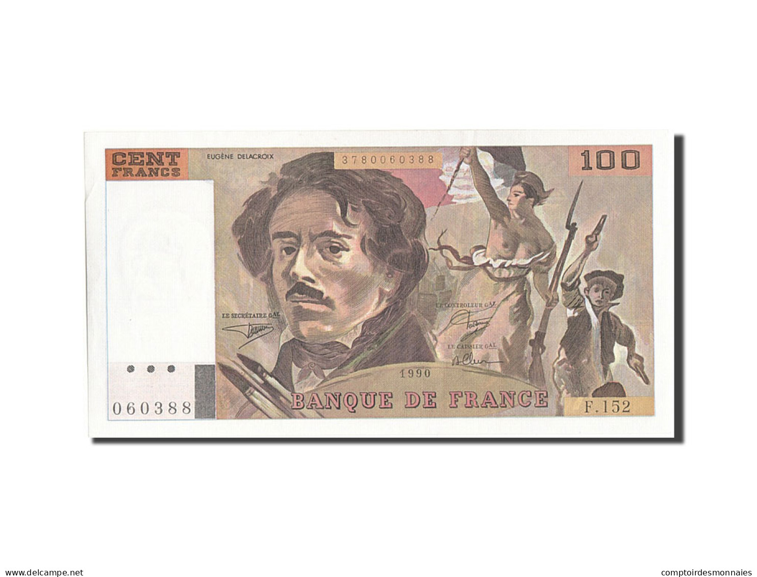 Billet, France, 100 Francs, 100 F 1978-1995 ''Delacroix'', 1990, SPL - 100 F 1978-1995 ''Delacroix''
