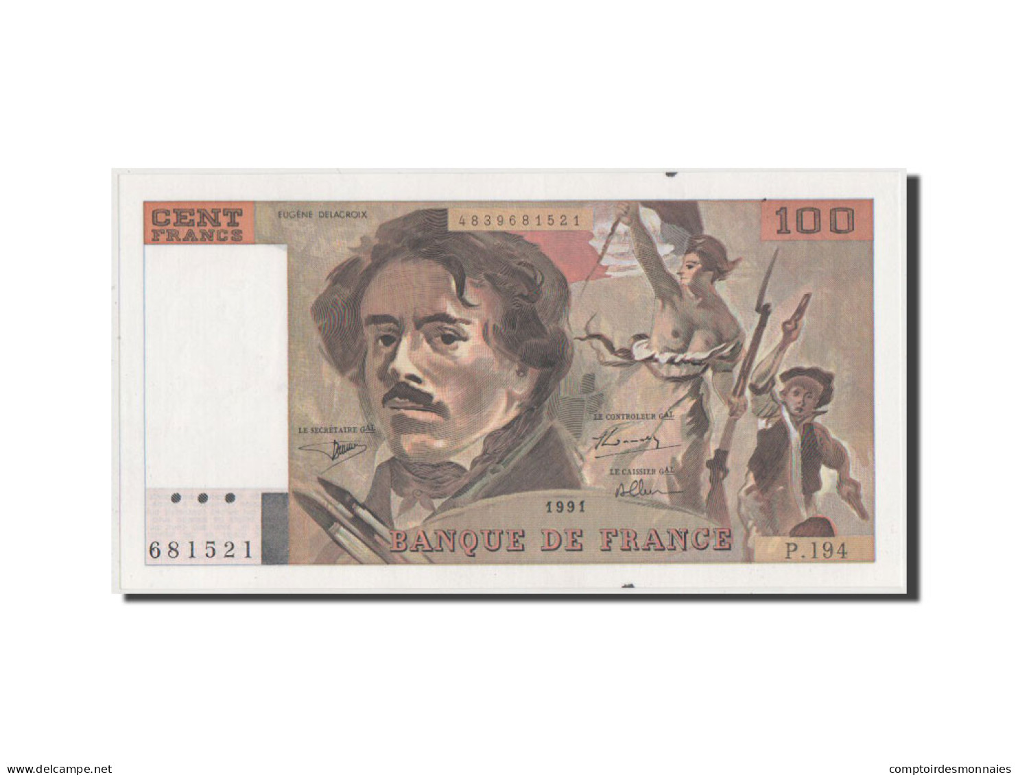 Billet, France, 100 Francs, 100 F 1978-1995 ''Delacroix'', 1991, NEUF - 100 F 1978-1995 ''Delacroix''