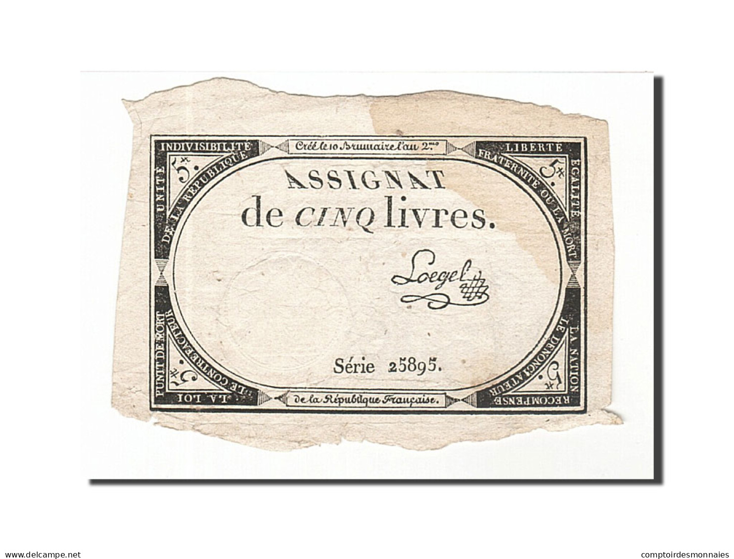 Billet, France, 5 Livres, 1793, Laegel, TTB, KM:A76, Lafaurie:171 - Assignats