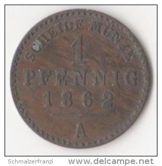 Kupfer ? Fürstentum Reuss Jüngere Linie 1 Pfennig 1862 A Scheidemünze Scheide Münze Coin Piece Monnaie Thüringen Gera - Groschen & Andere Kleinmünzen