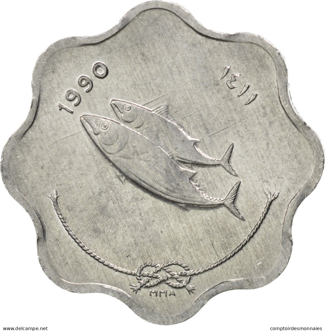 Monnaie, MALDIVE ISLANDS, 5 Laari, 1990, SPL, Aluminium, KM:69 - Maldives