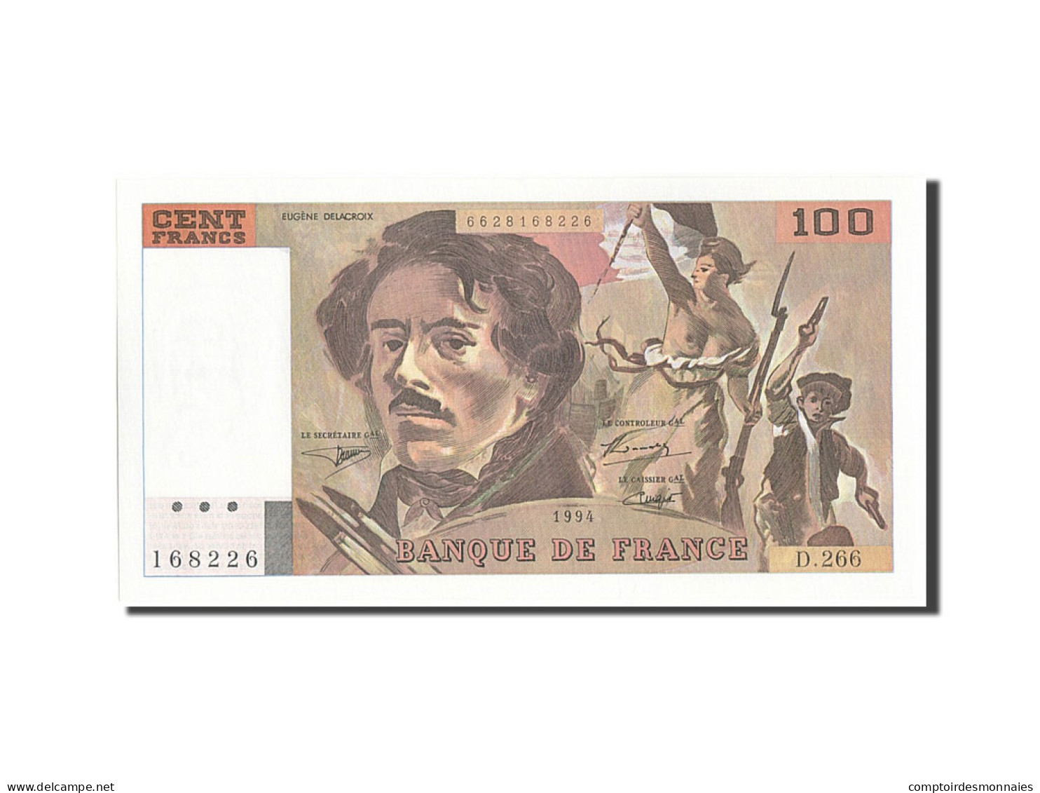 Billet, France, 100 Francs, 100 F 1978-1995 ''Delacroix'', 1994, SPL+ - 100 F 1978-1995 ''Delacroix''