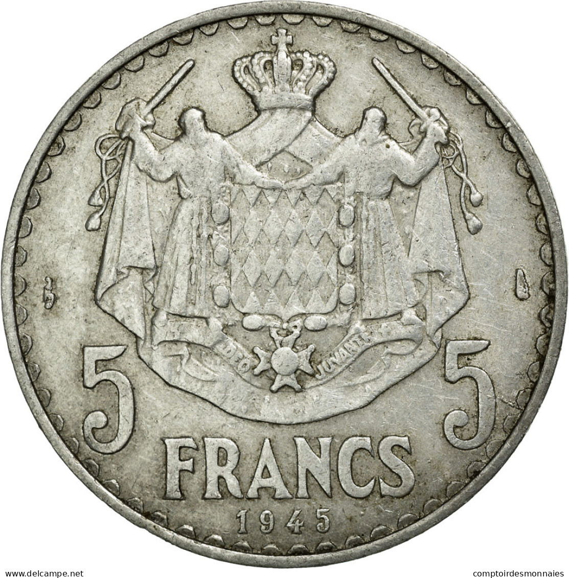 Monnaie, Monaco, Louis II, 5 Francs, 1945, TB+, Aluminium, KM:122, Gadoury:135 - 1922-1949 Louis II