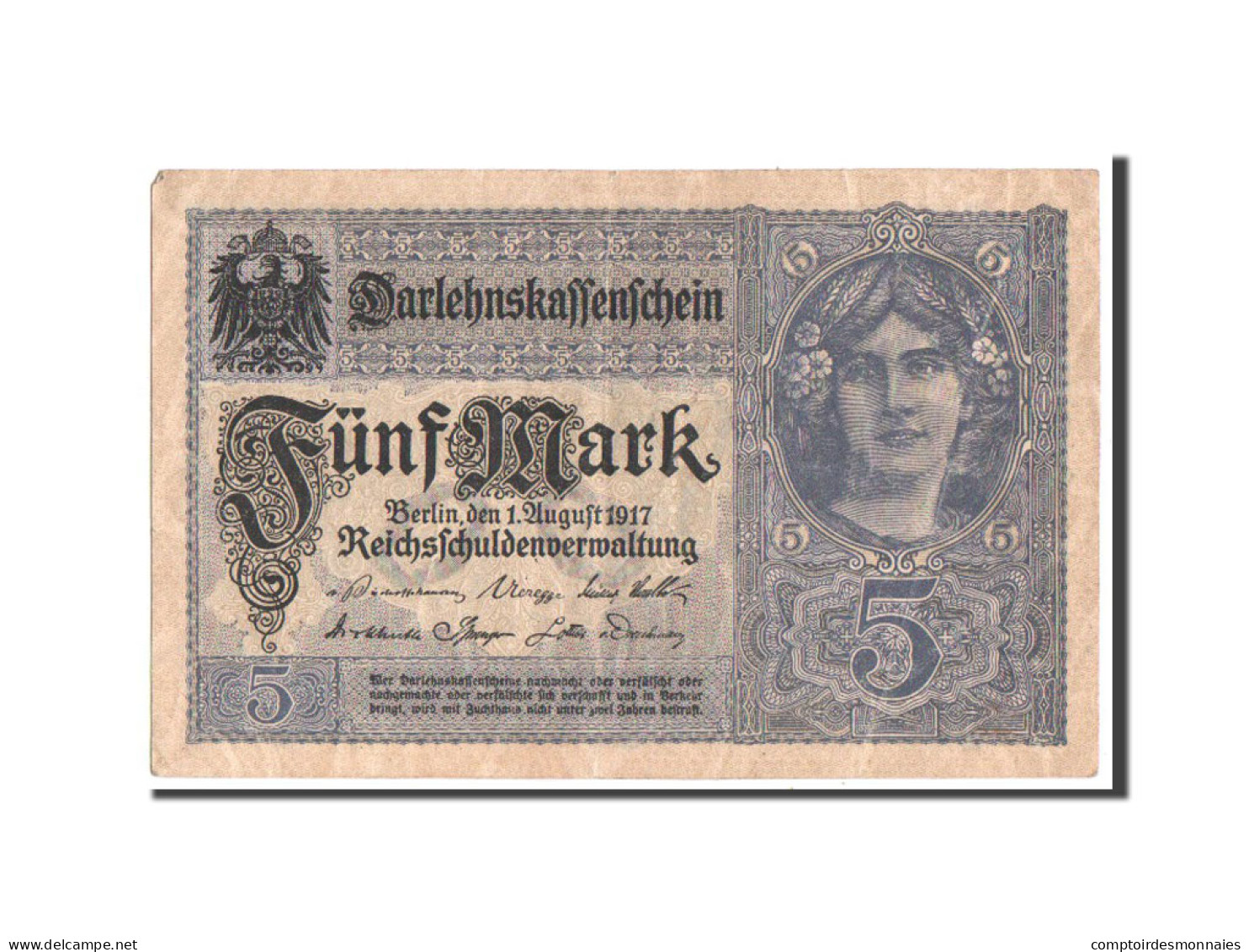 Billet, Allemagne, 5 Mark, 1917, TTB - 5 Mark