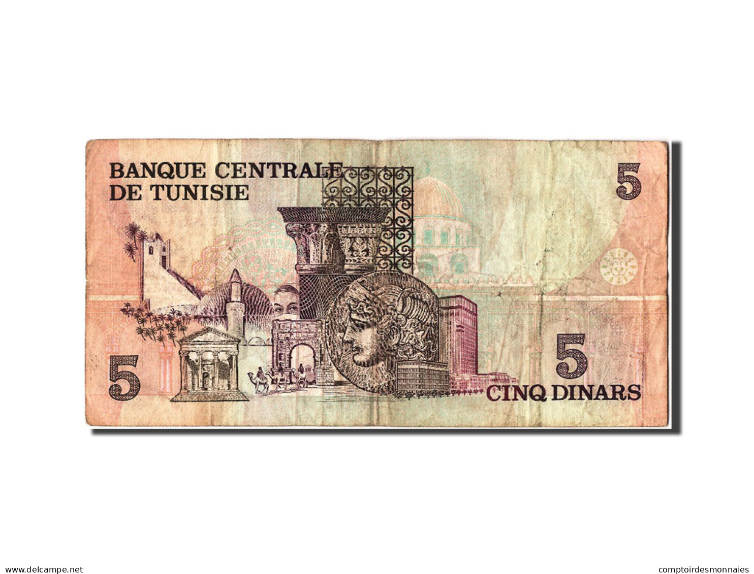 Billet, Tunisie, 5 Dinars, 1973, 1973-10-15, TB - Tunisie