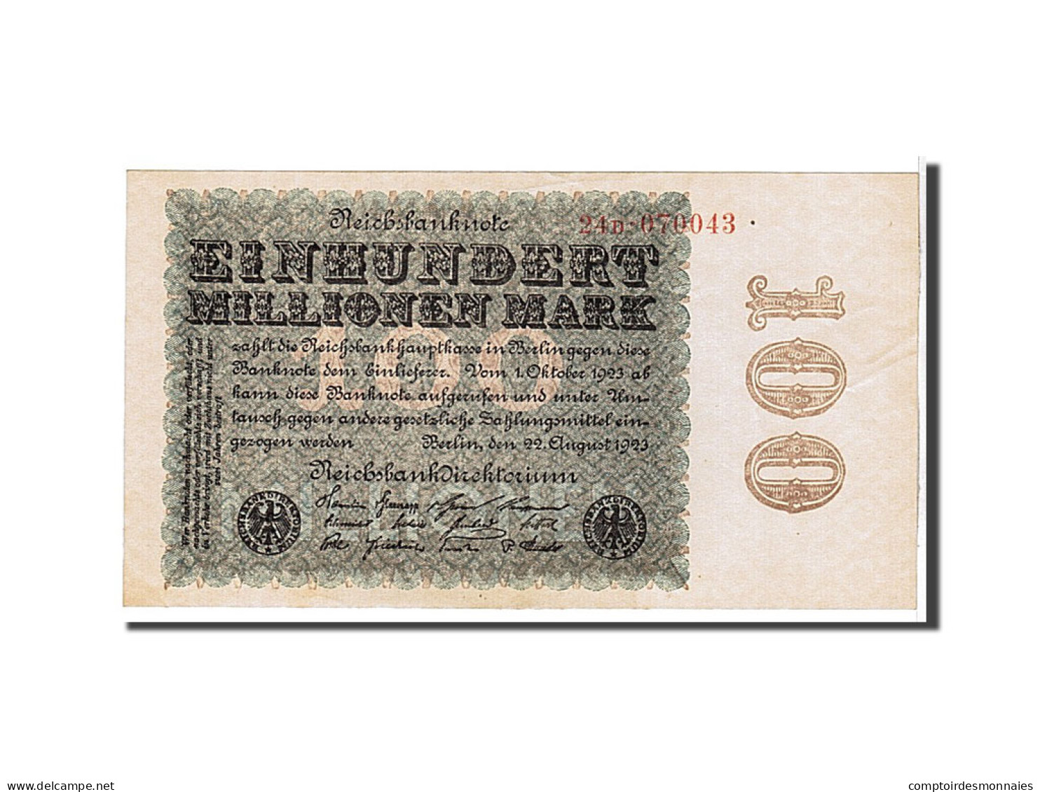 Billet, Allemagne, 100 Millionen Mark, 1923, SUP - 10 Millionen Mark