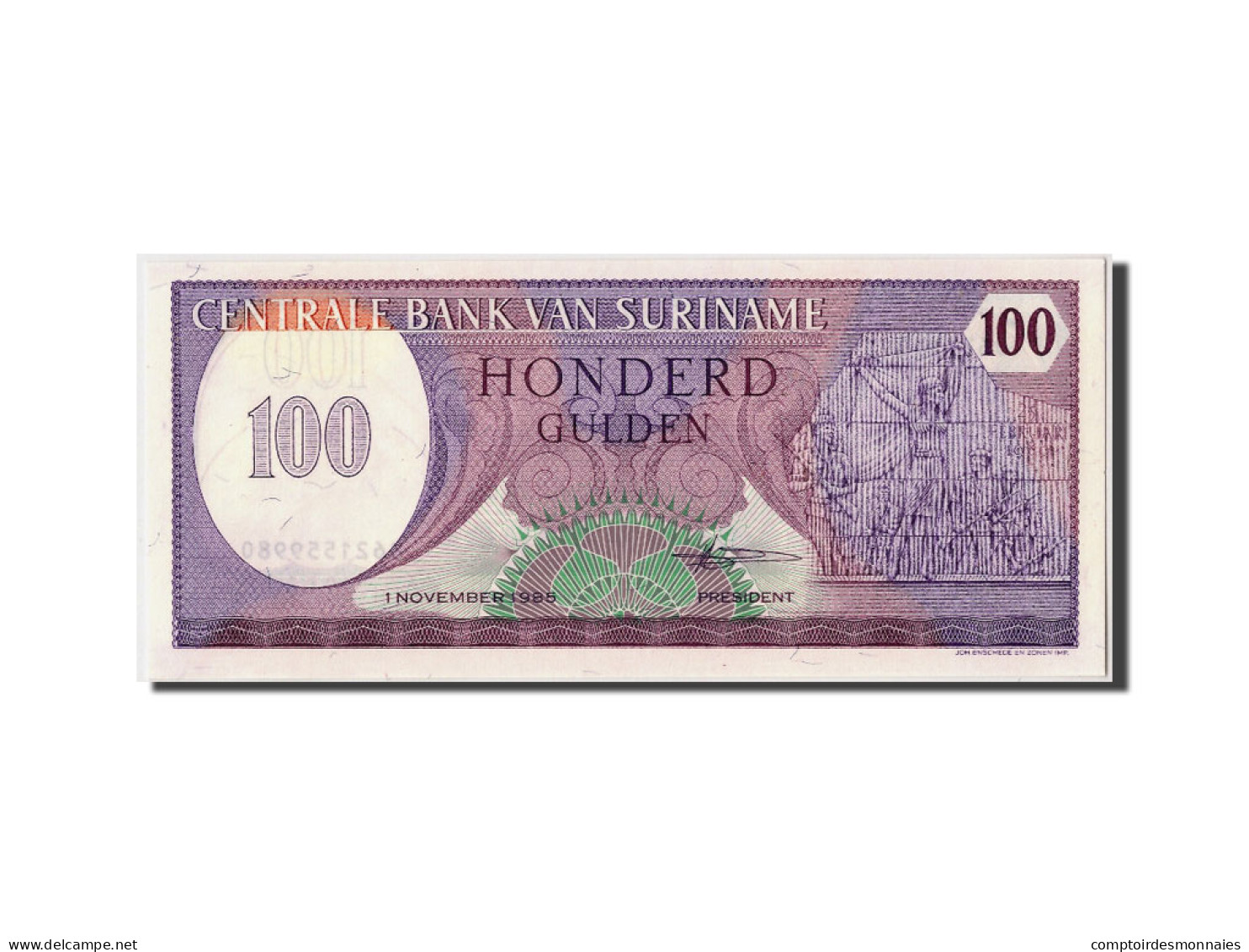 Billet, Suriname, 100 Gulden, 1985, 1985-11-01, NEUF - Surinam