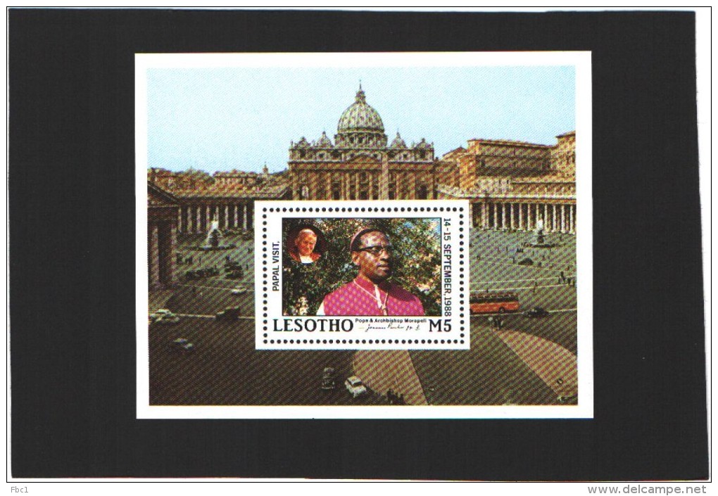 Lesotho Bloc N°55  (MNH) ** - Visite Du Pape Jean-Paul II (1988) - Lesotho (1966-...)