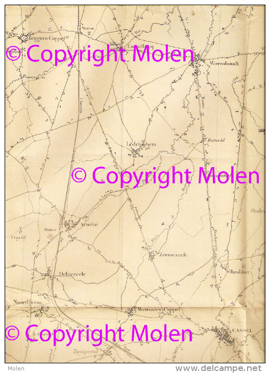 STAFKAART CARTE D ETAT MAJOR Sit 1911 POPERINGE PROVEN WATOU HAZEBROUCK WORMHOUT STEENVOORDE ARQUES CAESTRE METEREN S362 - Carte Topografiche