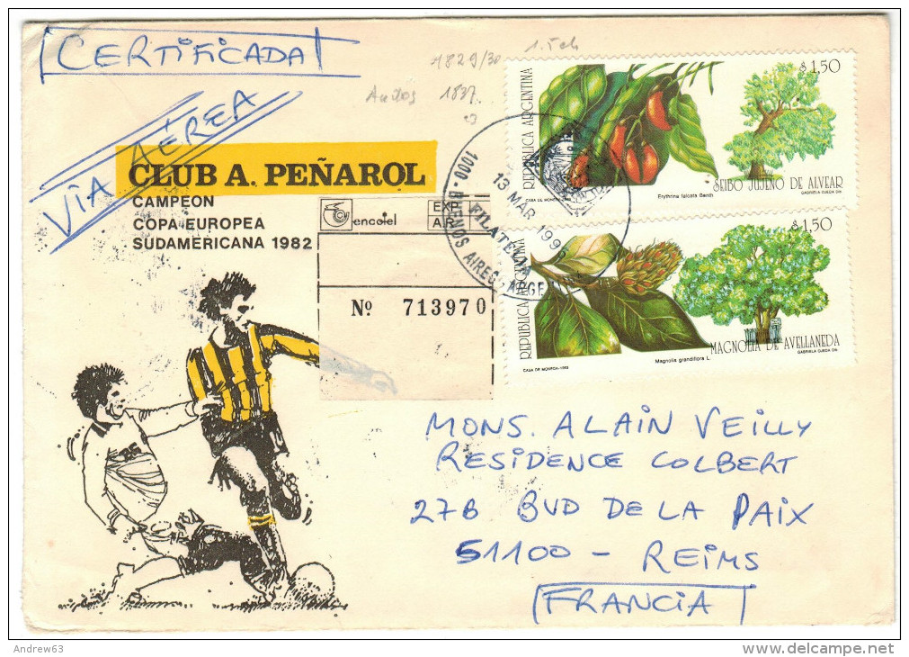 ARGENTINA - 1995 - Air Mail - Registered - Club A. Penarol Campeon Copa Europea Sudamericana 1982 - Seibo Jujeno De A... - Brieven En Documenten