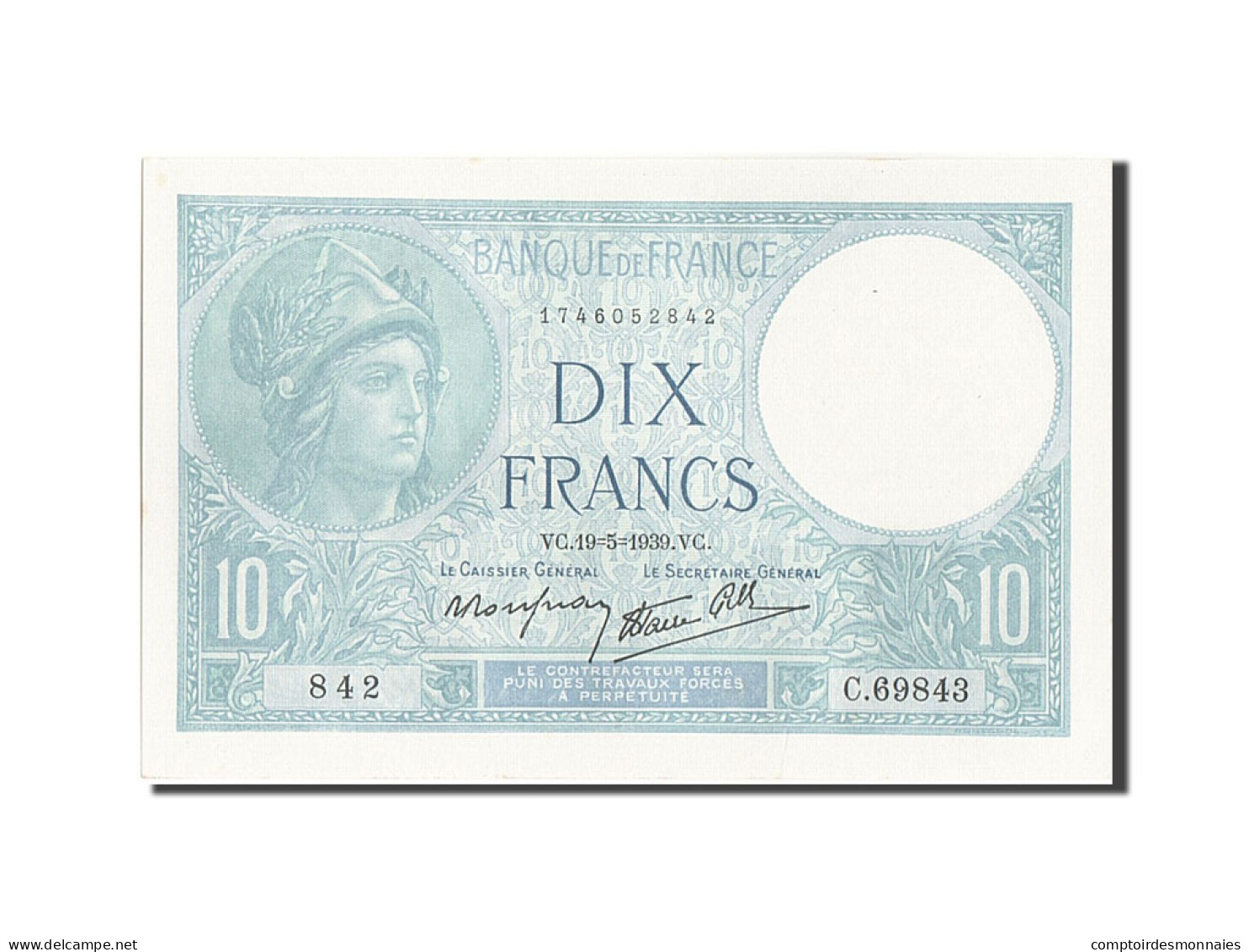 Billet, France, 10 Francs, 10 F 1916-1942 ''Minerve'', 1939, 1939-05-19, NEUF - 10 F 1916-1942 ''Minerve''