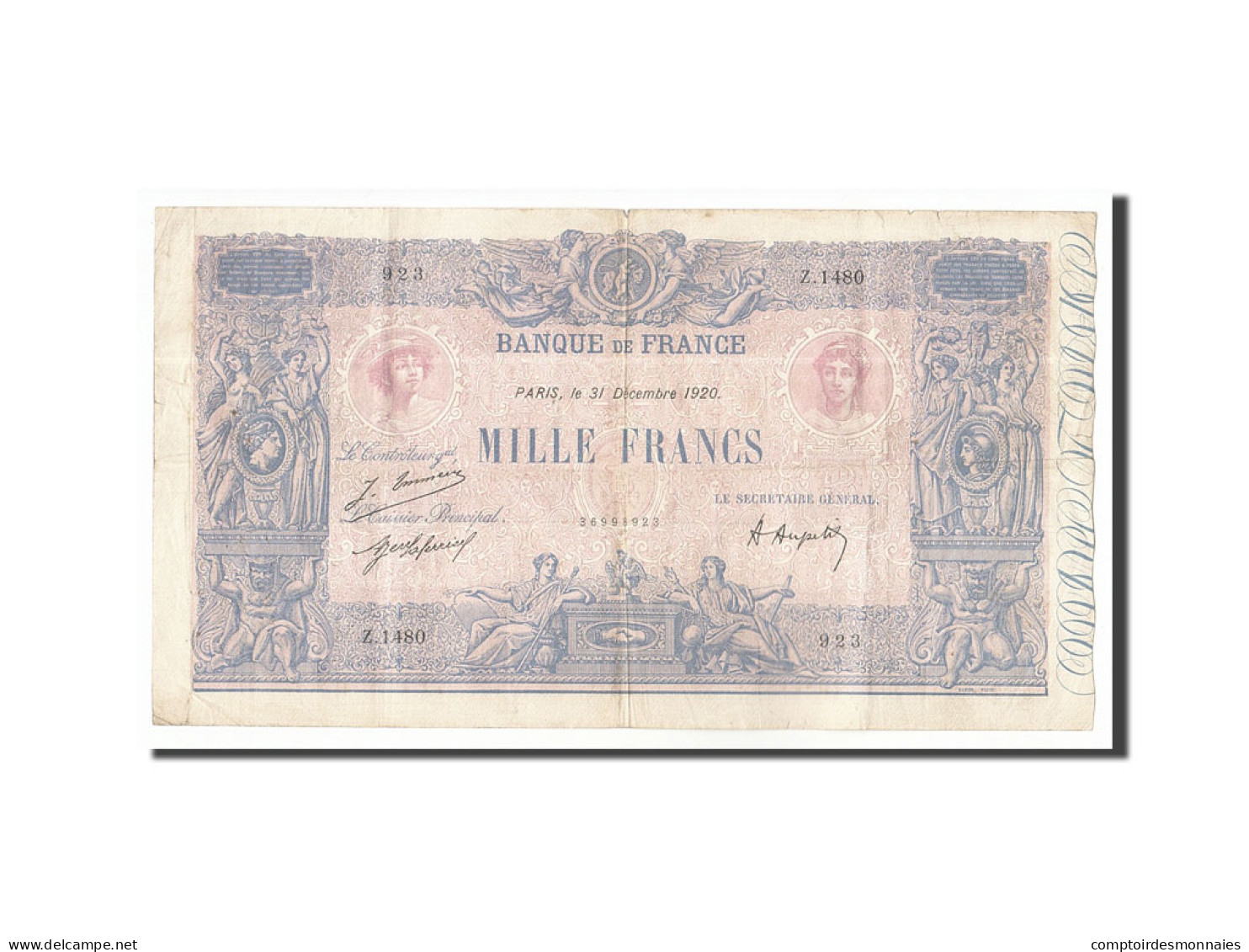 Billet, France, 1000 Francs, 1 000 F 1889-1926 ''Bleu Et Rose'', 1920 - 1 000 F 1889-1926 ''Bleu Et Rose''