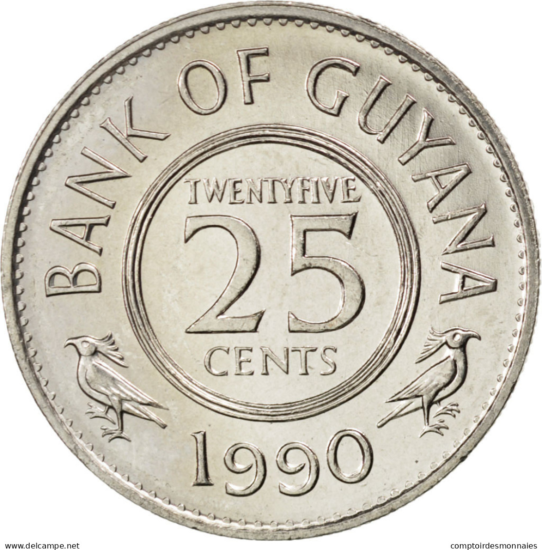 Monnaie, Guyana, 25 Cents, 1990, SPL, Copper-nickel, KM:34 - Guyana