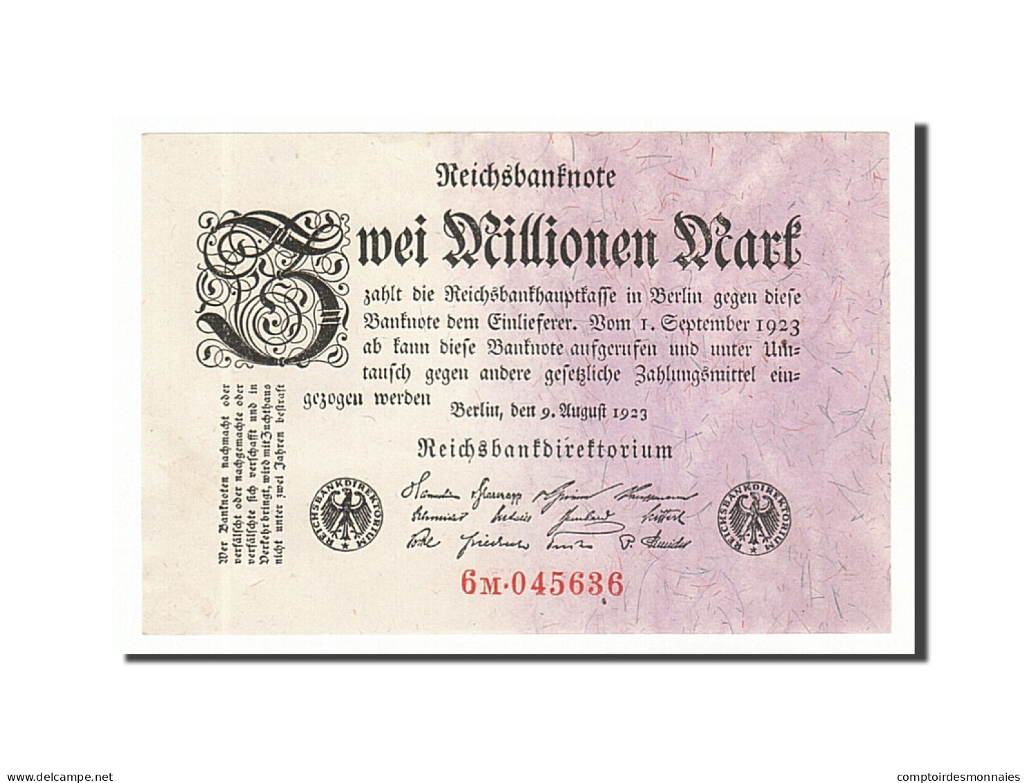 Billet, Allemagne, 2 Millionen Mark, 1923, 1923-08-09, SPL - 2 Mio. Mark