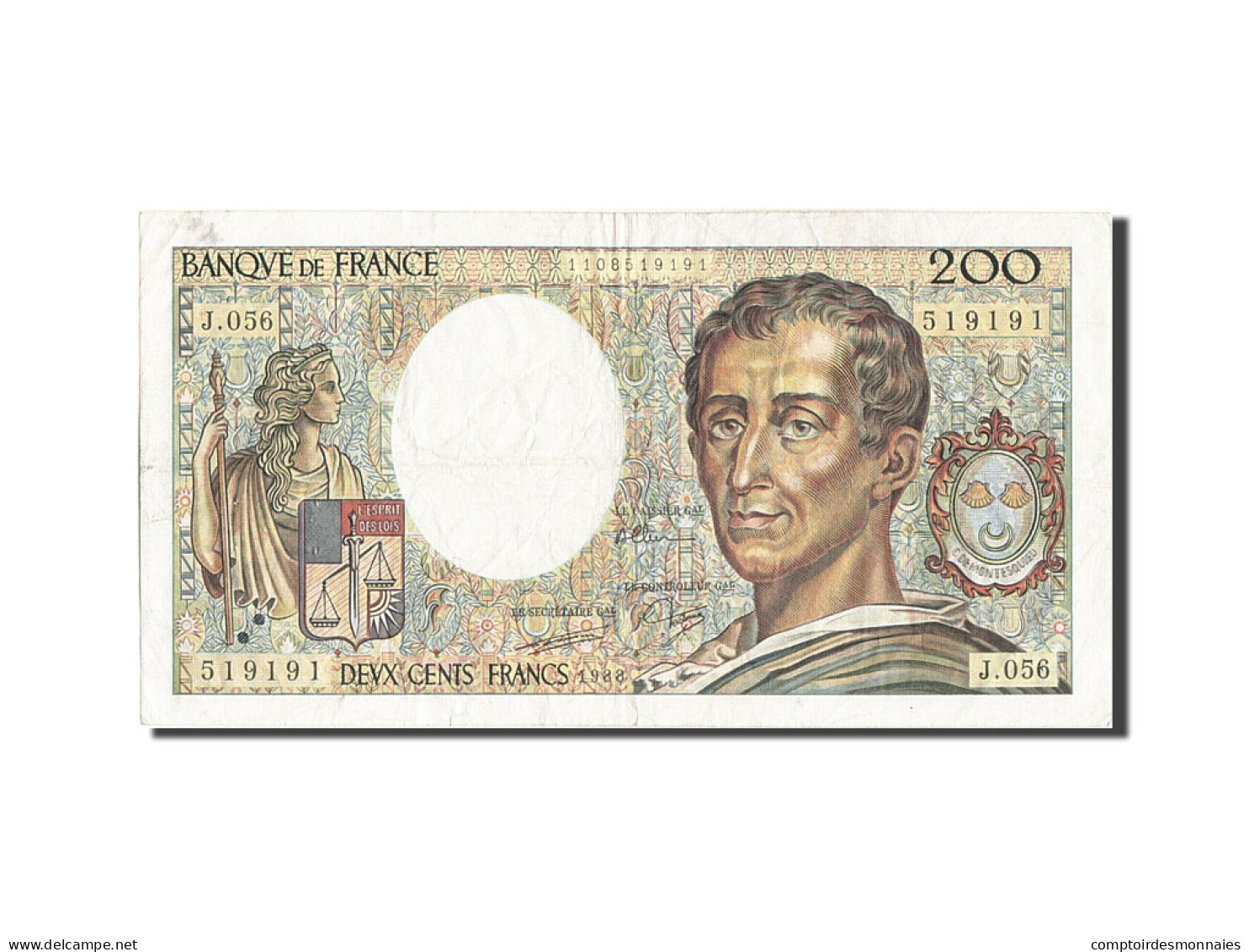 Billet, France, 200 Francs, 200 F 1981-1994 ''Montesquieu'', 1988, TTB+ - 200 F 1981-1994 ''Montesquieu''