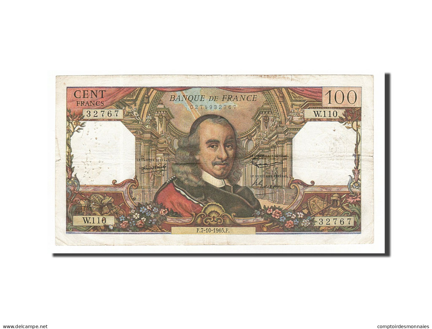 Billet, France, 100 Francs, 100 F 1964-1979 ''Corneille'', 1965, 1965-10-07, TB - 100 F 1964-1979 ''Corneille''