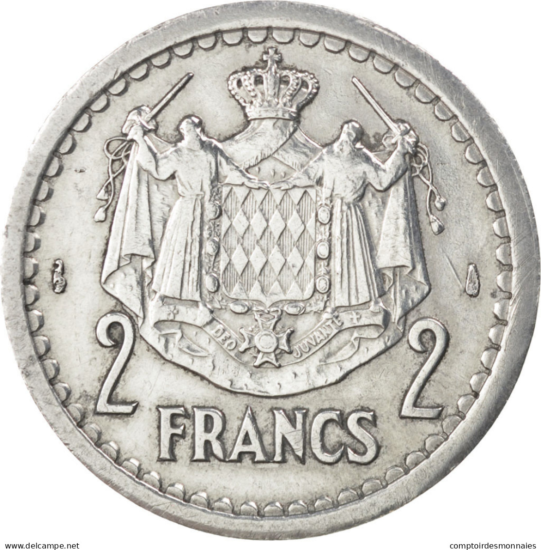 Monnaie, Monaco, Louis II, 2 Francs, 1943, TB+, Aluminium, KM:121, Gadoury:133 - 1922-1949 Louis II.