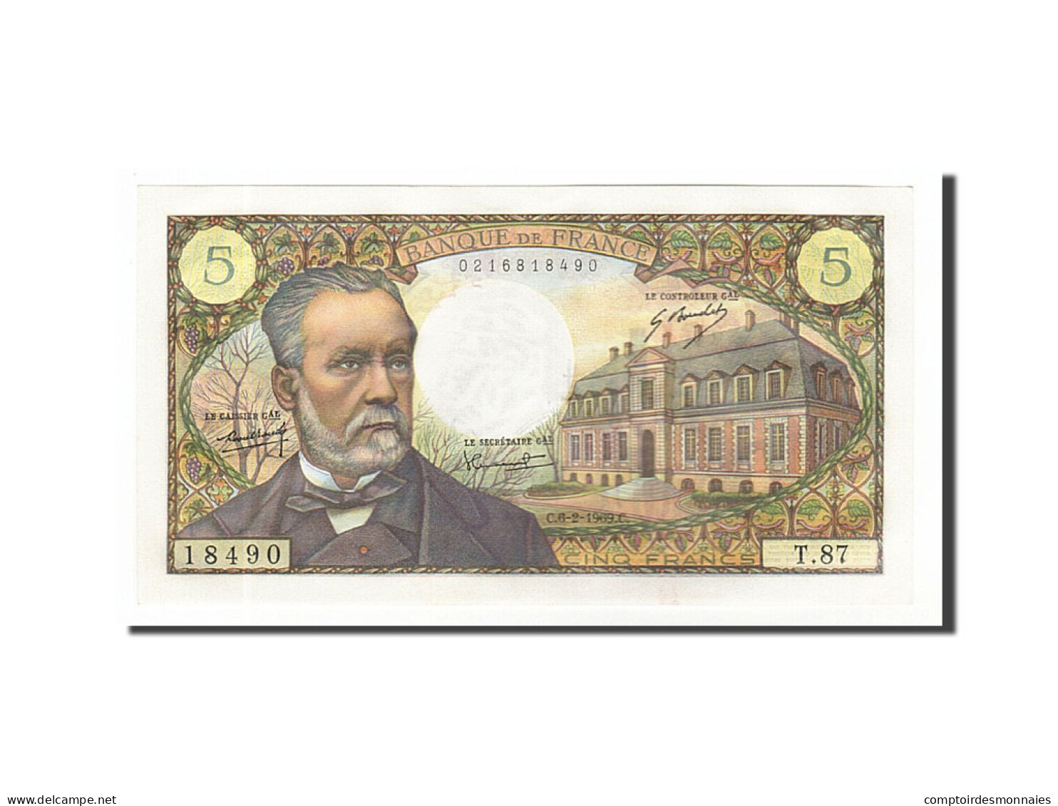 Billet, France, 5 Francs, 5 F 1966-1970 ''Pasteur'', 1969, 1969-02-06, SPL - 5 F 1966-1970 ''Pasteur''