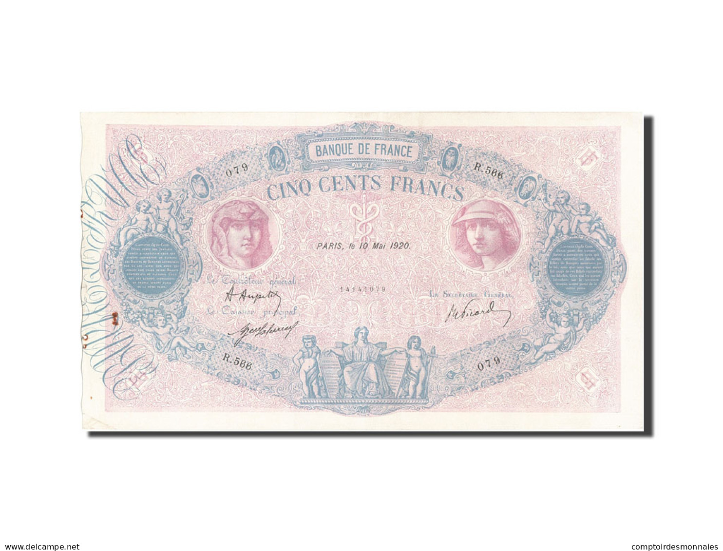 Billet, France, 500 Francs, 500 F 1888-1940 ''Bleu Et Rose'', 1920, 1920-05-10 - 500 F 1888-1940 ''Bleu Et Rose''