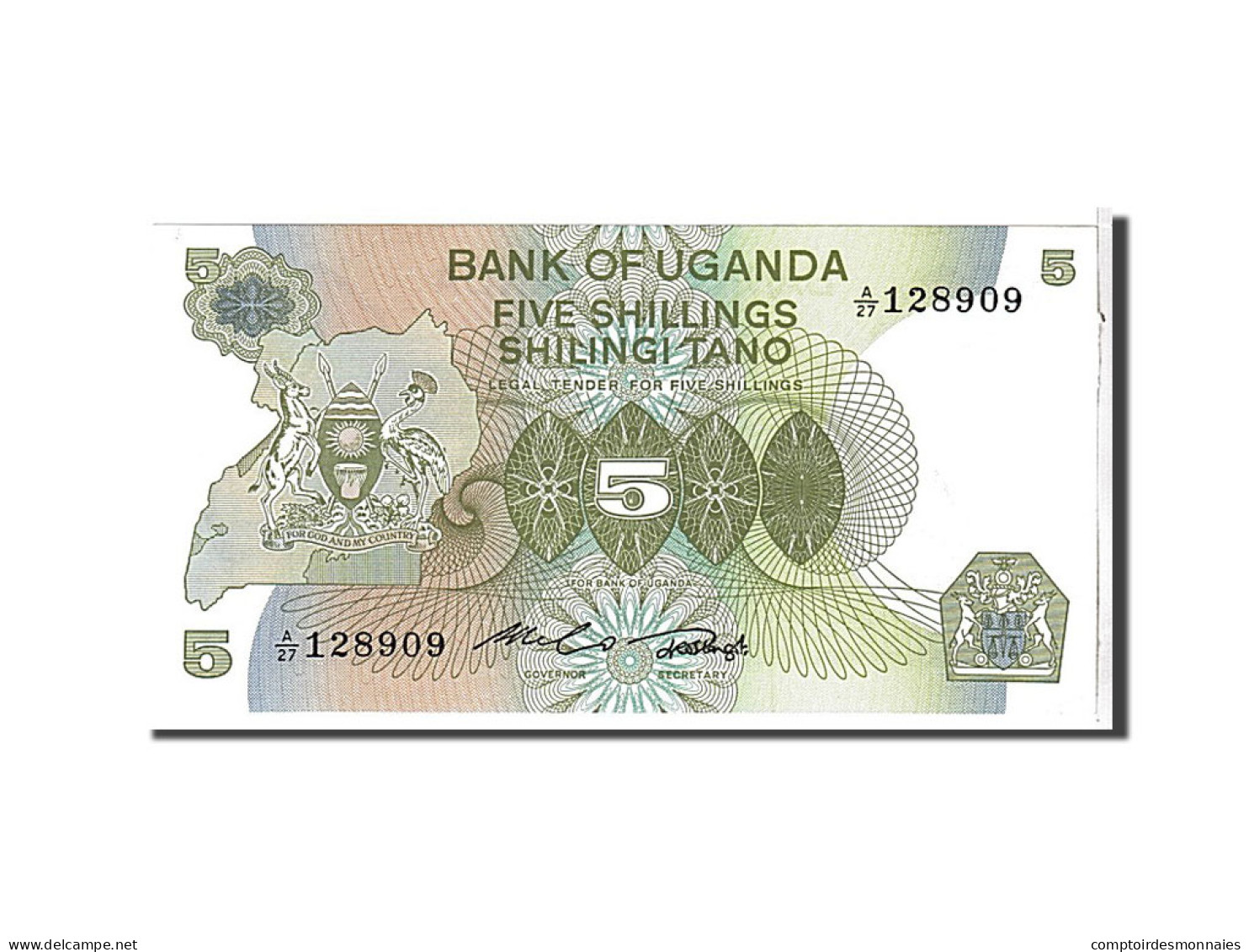 Billet, Uganda, 5 Shillings, 1982, KM:15, NEUF - Uganda