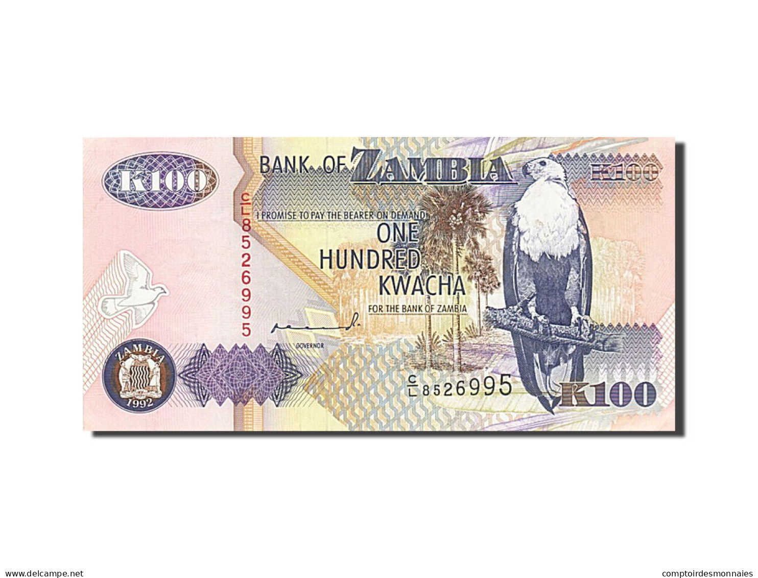 Billet, Zambie, 100 Kwacha, 1992, SPL - Zambie