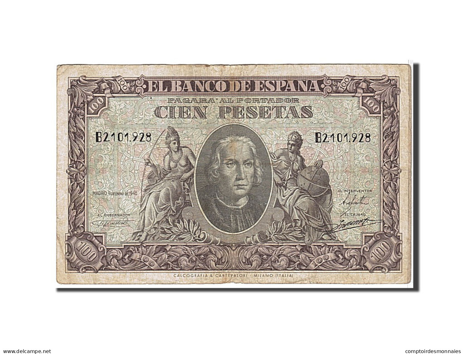 Billet, Espagne, 100 Pesetas, 1940, KM:118a, TB+ - 100 Pesetas