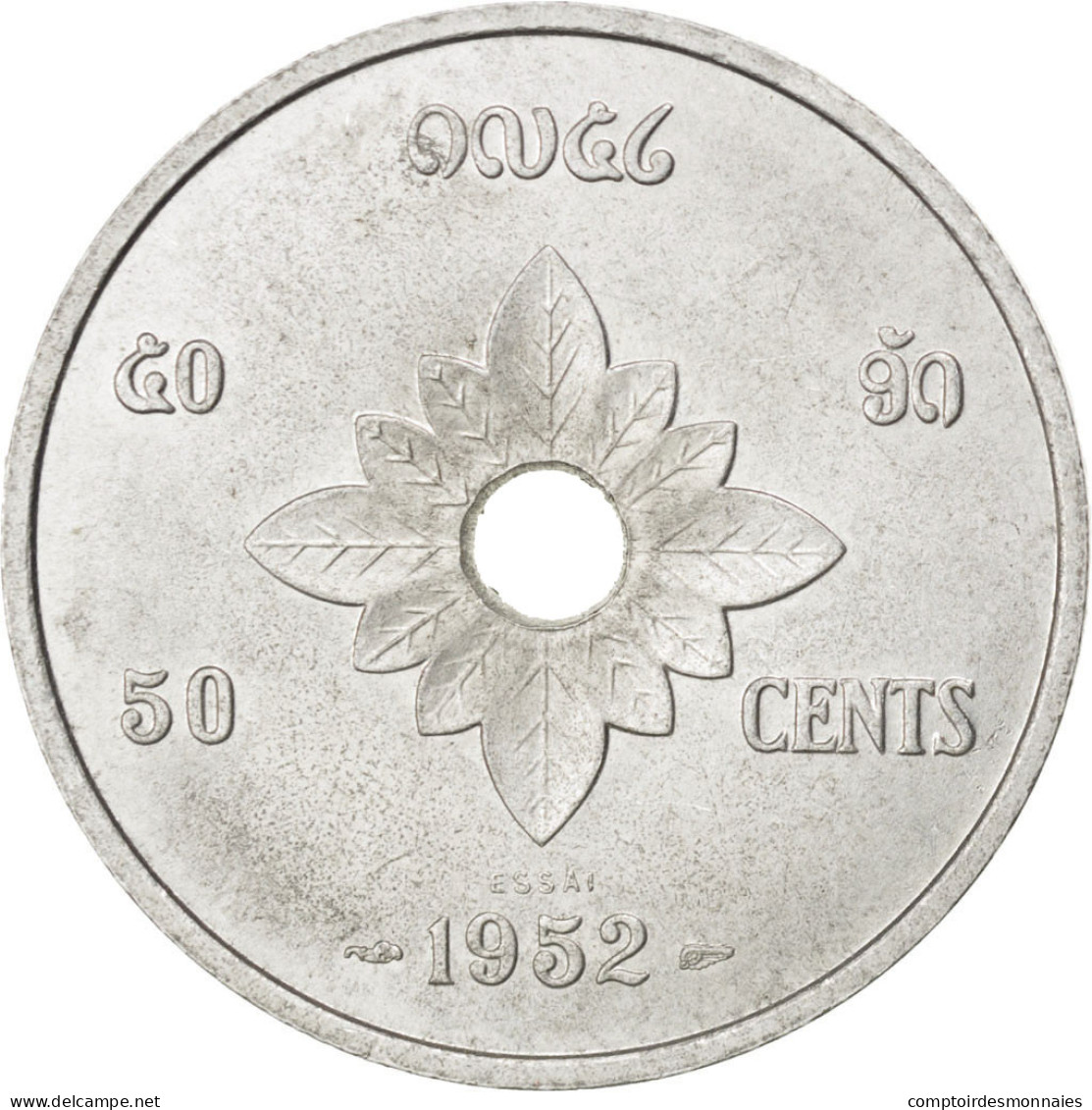 Monnaie, Lao, Sisavang Vong, 50 Cents, 1952, SUP, Aluminium, KM:E3, Lecompte:8 - Laos