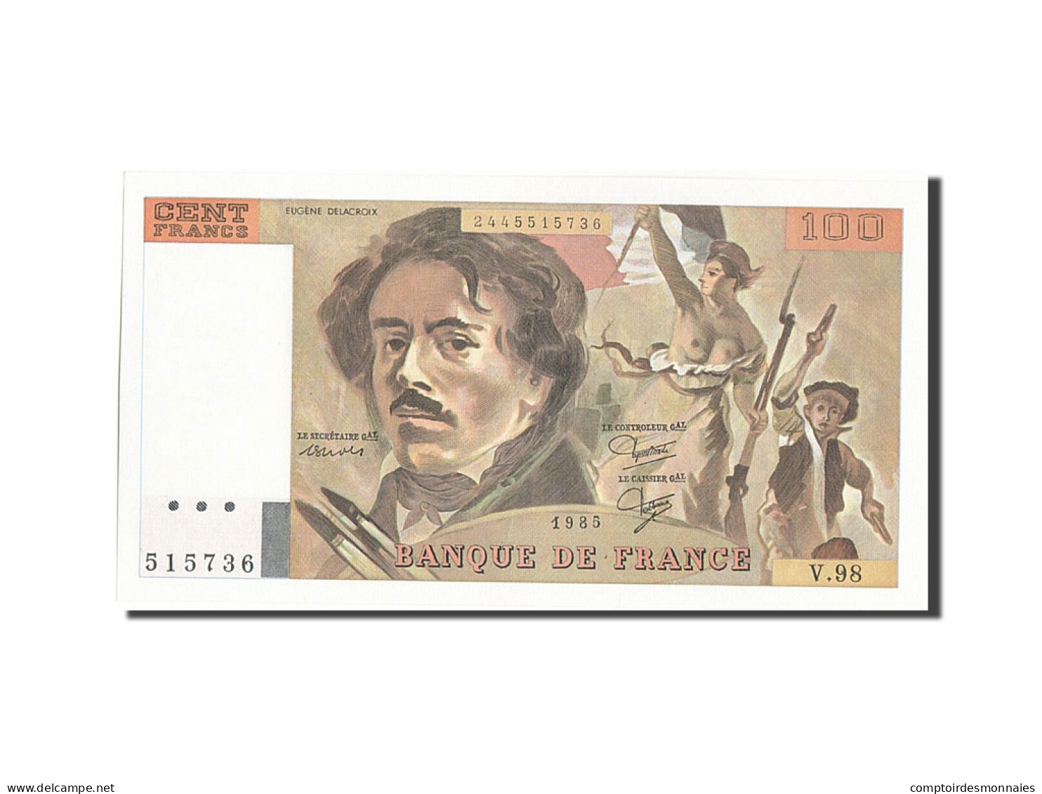 Billet, France, 100 Francs, 100 F 1978-1995 ''Delacroix'', 1985, SPL+ - 100 F 1978-1995 ''Delacroix''