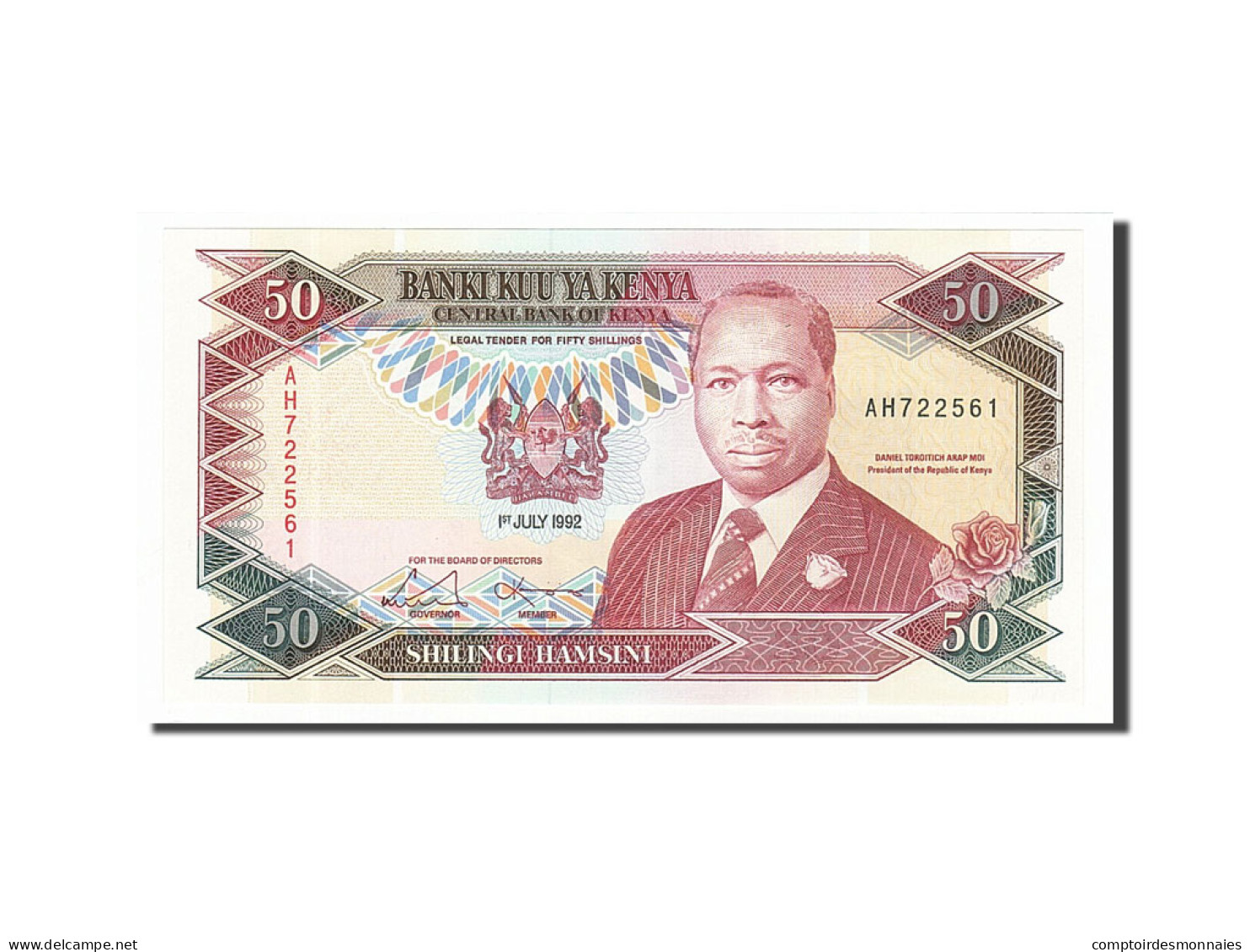 Billet, Kenya, 50 Shillings, 1992, 1992-07-01, NEUF - Kenia