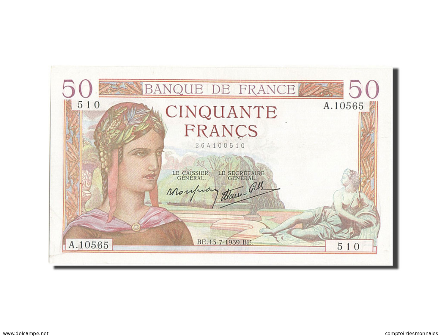 Billet, France, 50 Francs, 50 F 1934-1940 ''Cérès'', 1939, 1939-07-13, SUP - 50 F 1934-1940 ''Cérès''