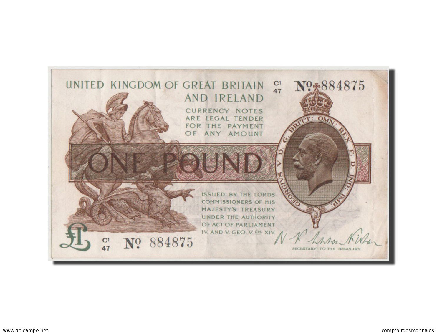 Billet, Grande-Bretagne, 1 Pound, 1922, TTB - 1 Pound