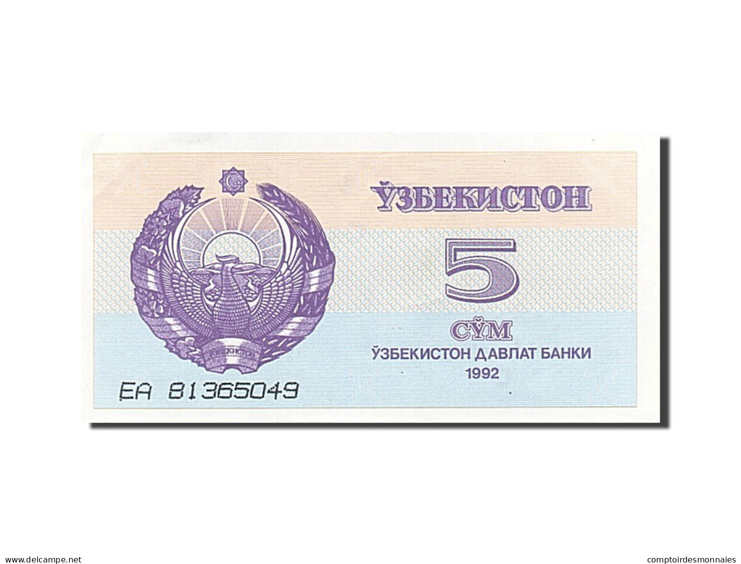 Billet, Uzbekistan, 5 Sum, 1992, SUP+ - Usbekistan