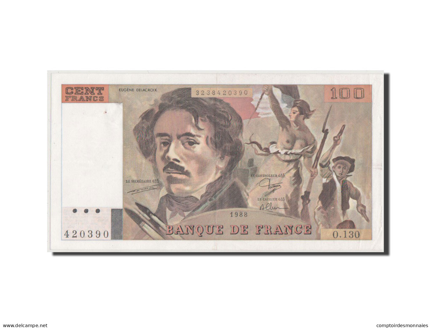 Billet, France, 100 Francs, 100 F 1978-1995 ''Delacroix'', 1988, TTB+ - 100 F 1978-1995 ''Delacroix''