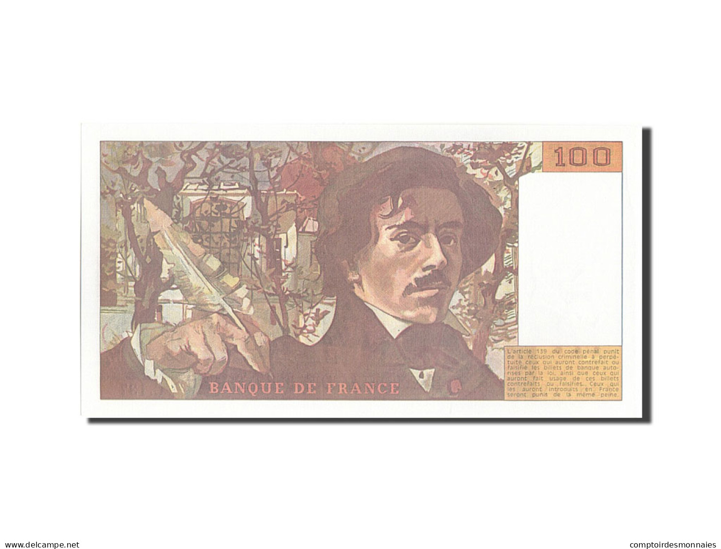 Billet, France, 100 Francs, 100 F 1978-1995 ''Delacroix'', 1990, SPL+ - 100 F 1978-1995 ''Delacroix''