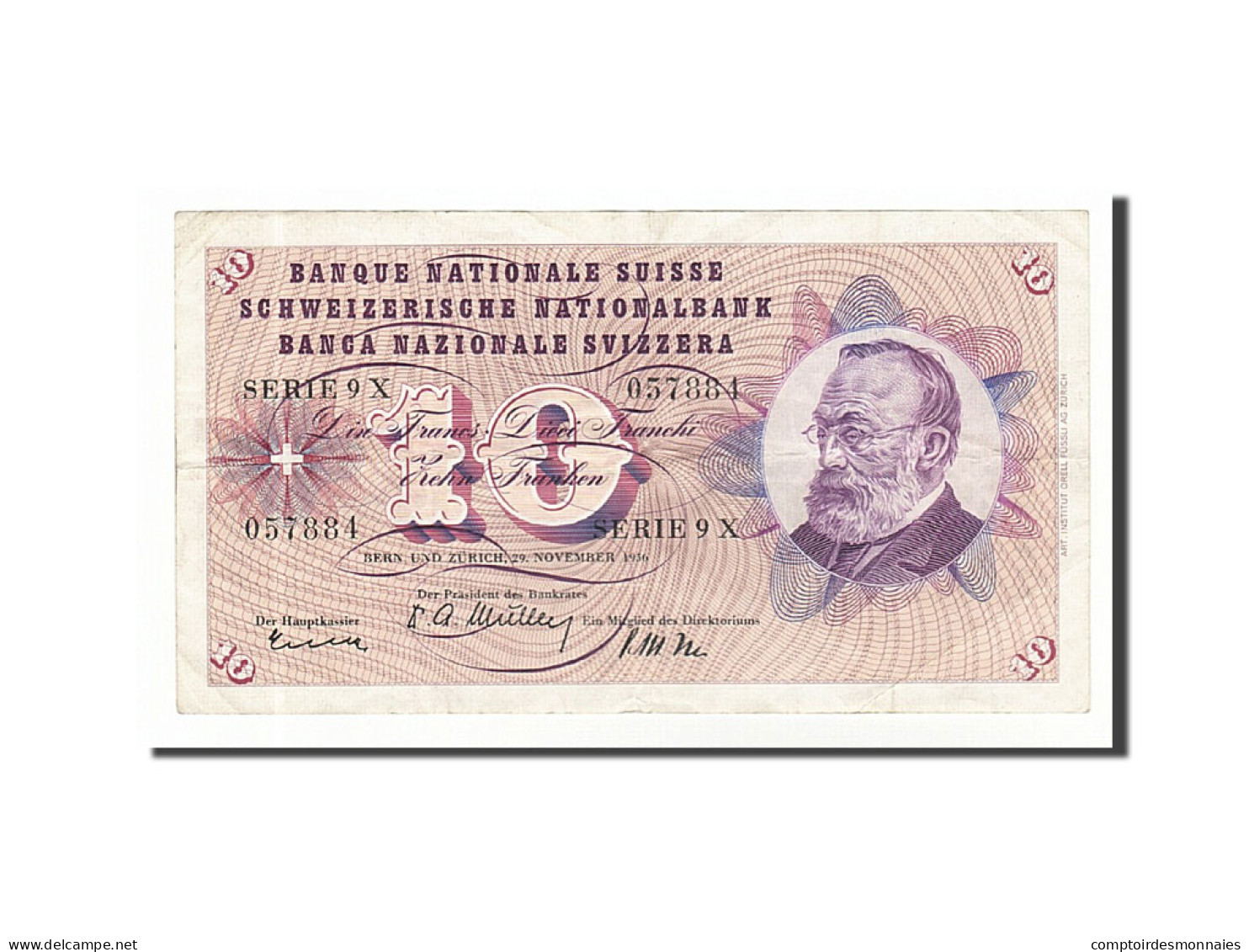 Billet, Suisse, 10 Franken, 1956, 1956-11-29, TTB - Suiza